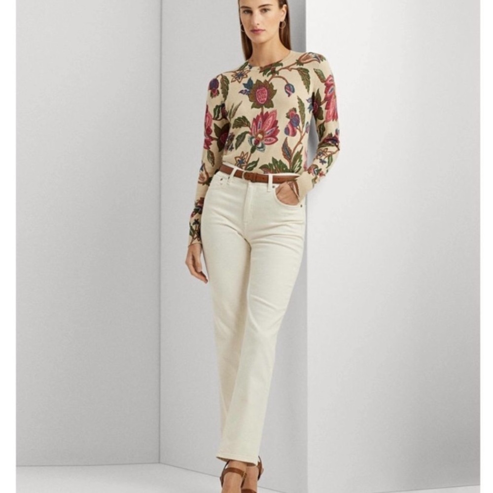 Lauren Ralph Lauren Women's Floral Cotton-Blend Sweater Size M - Picture 3 of 10